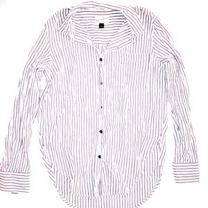 Top | Linen Striped Button Up Shirt